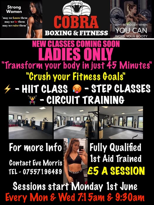 These classes start tmrw morning at Cobra Boxing & Fitness